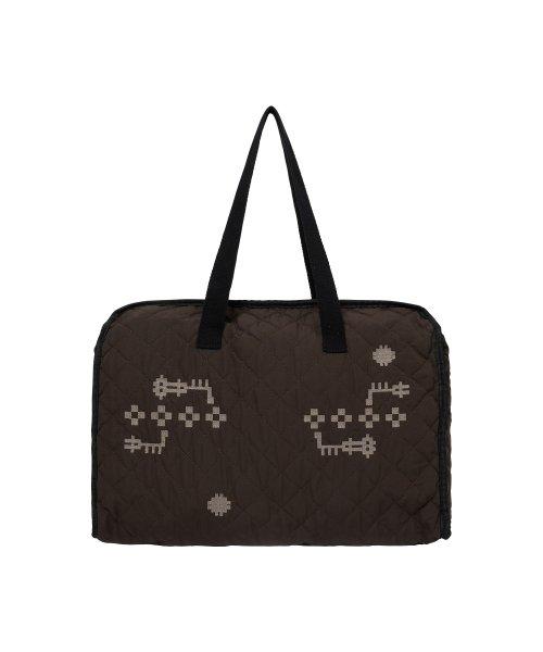 Quilted Tote Bag Brown