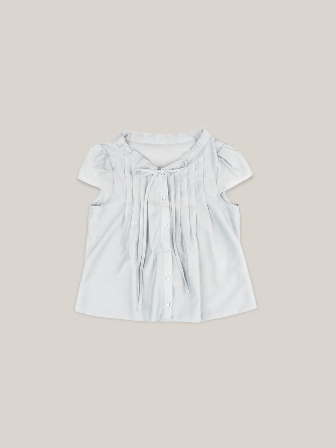CHIFFON TIE BLOUSE  [ PALE BLUE ]