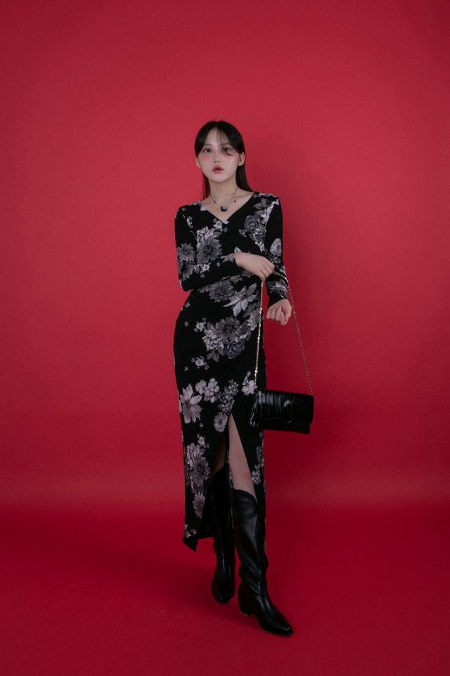 花樣年華 다크 플라워 롱 원피스
