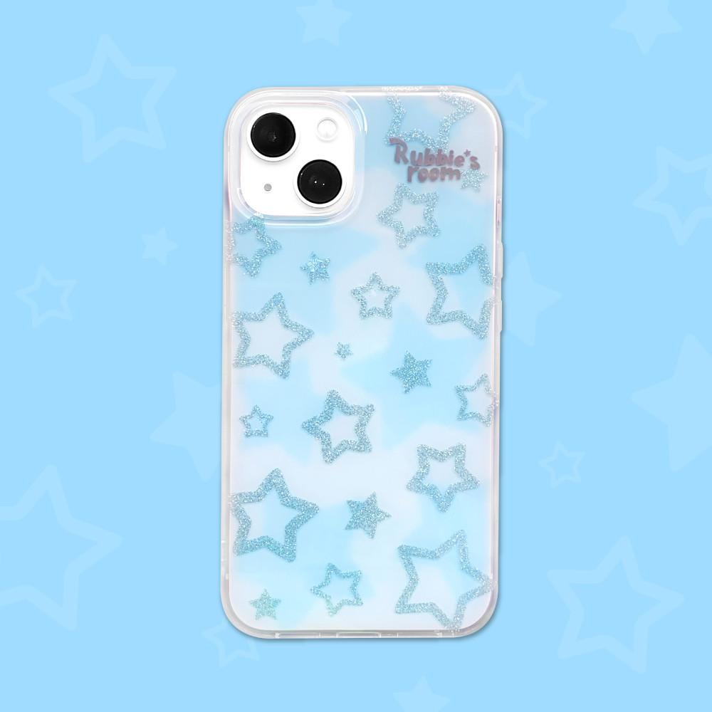 글리터 블루 스타 아이폰 케이스 강아지 그립톡 키치 젤리케이스 13 프로 맥스