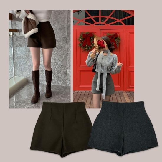 [겨울🔥][자체제작❄/허리쏘옥/겨울ver/속바지O] 맞춤핏 엉밑살X 하이웨스트 도톰따뜻 스판 모직 반바지