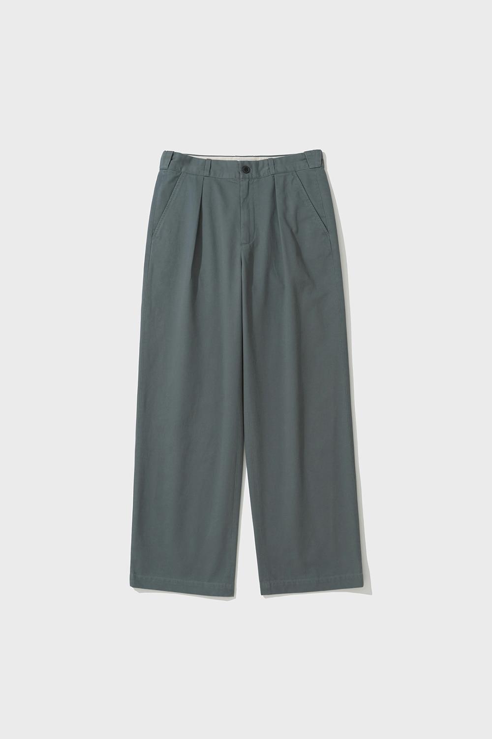 COTTON DRILL WIDE CHINO PANTS (SLATE BLUE)