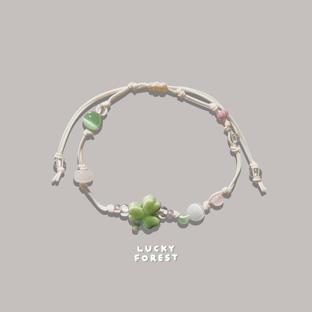 [행운숲] 행복은 가까이에 [아이보리] _ 매듭 팔찌
