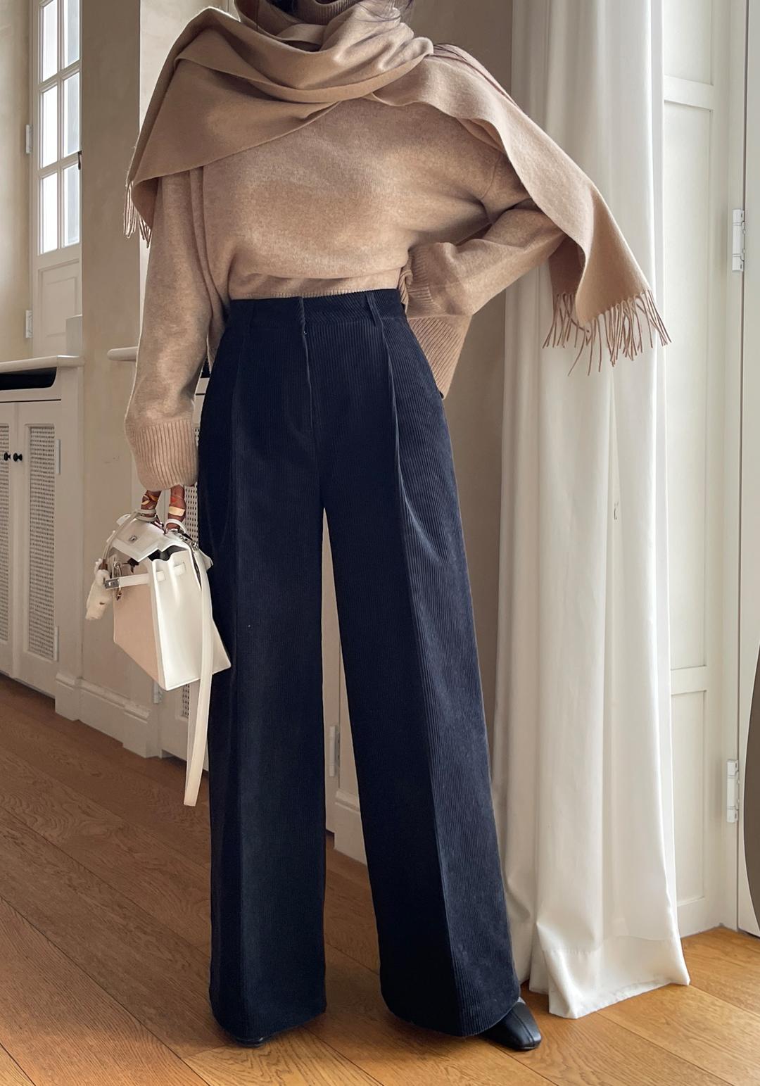 코듀로이 핀턱 와이드 슬랙스(2col)