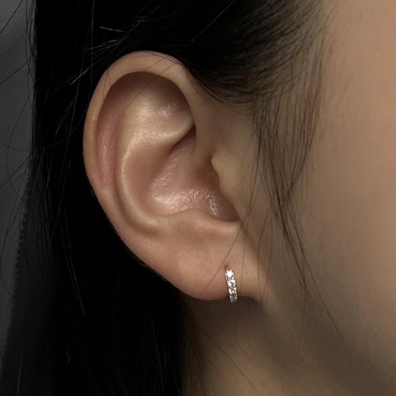 [주얼리페스타] 925 Pave mini round hoop earrings