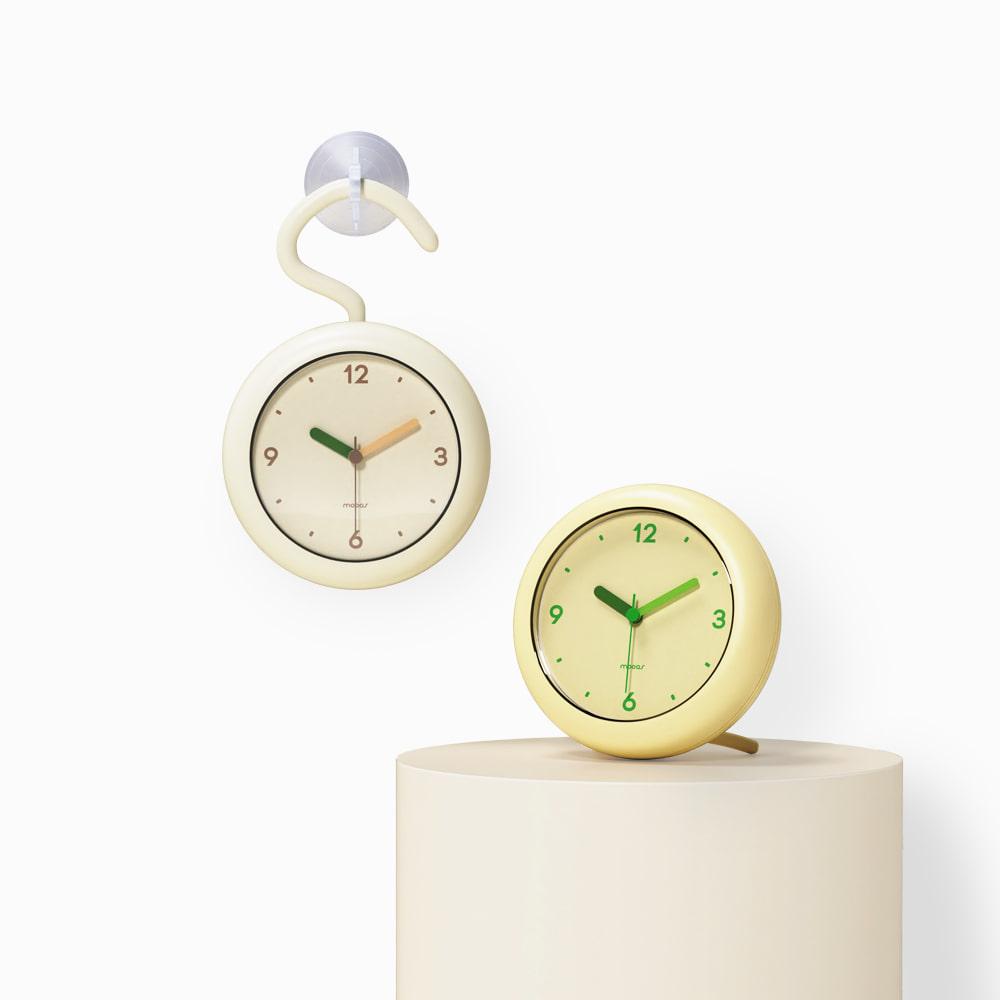 [무아스] 마시멜로 무소음 욕실시계 방수 화장실 흡착 탁상