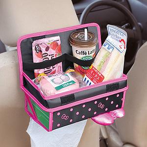 산리오 헬로키티 빅리본 차량용 다용도박스 (블랙핑크도트)