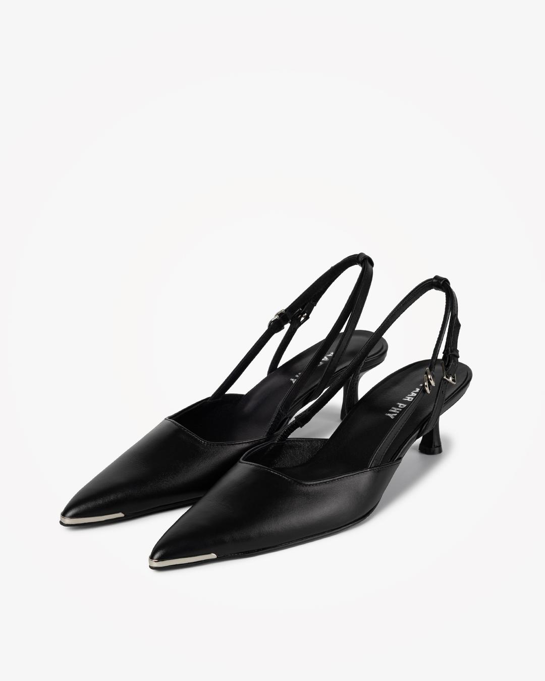 DUA METAL TOE-CAP SLINGBACKS (BLACK)