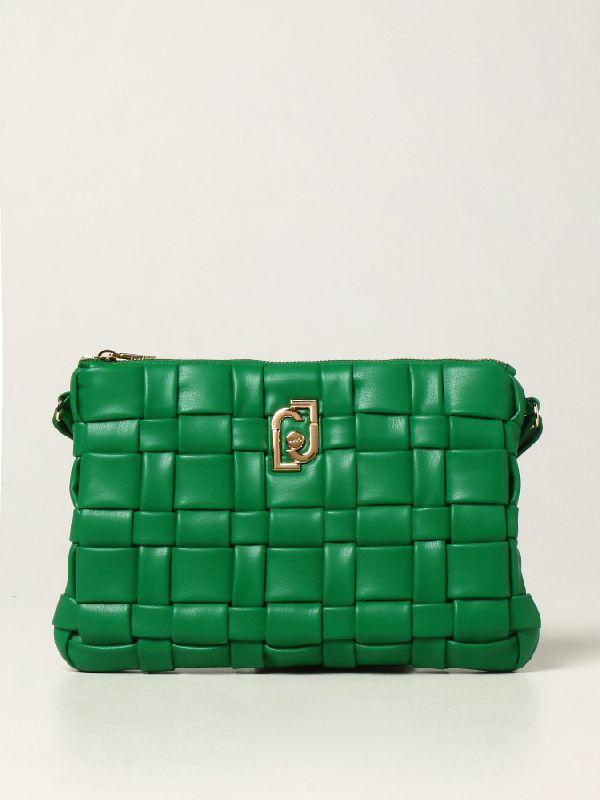 로고 장식 우븐 크로스백