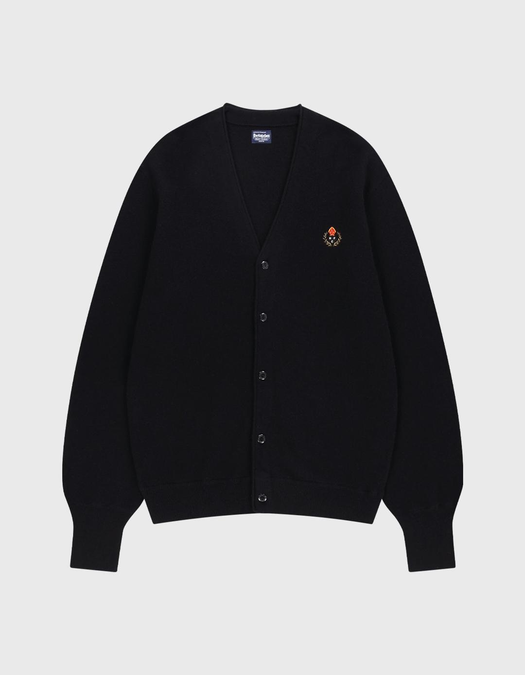 CREST WOOL CARDIGAN / Black