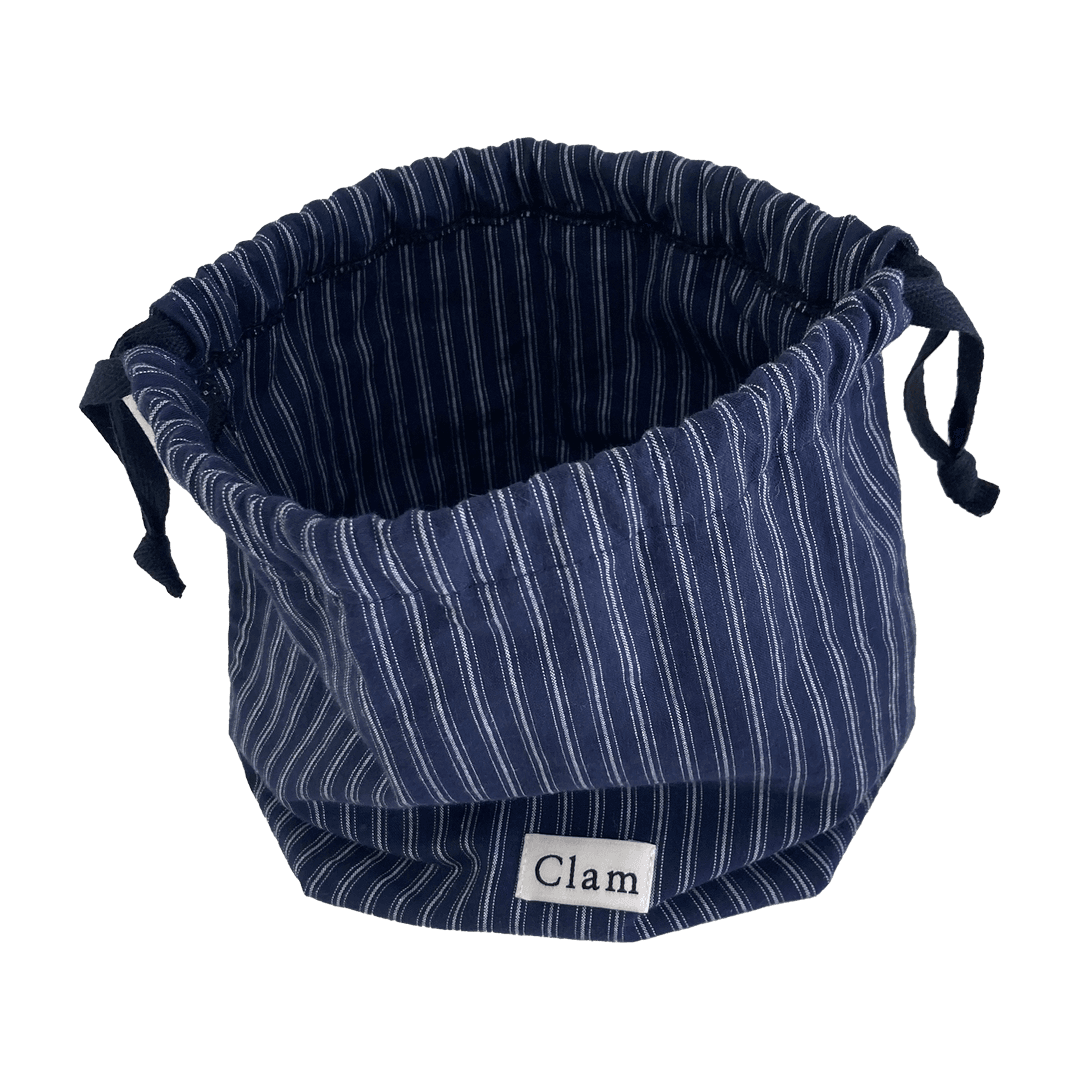 Clam string pouch _ Navy stripe