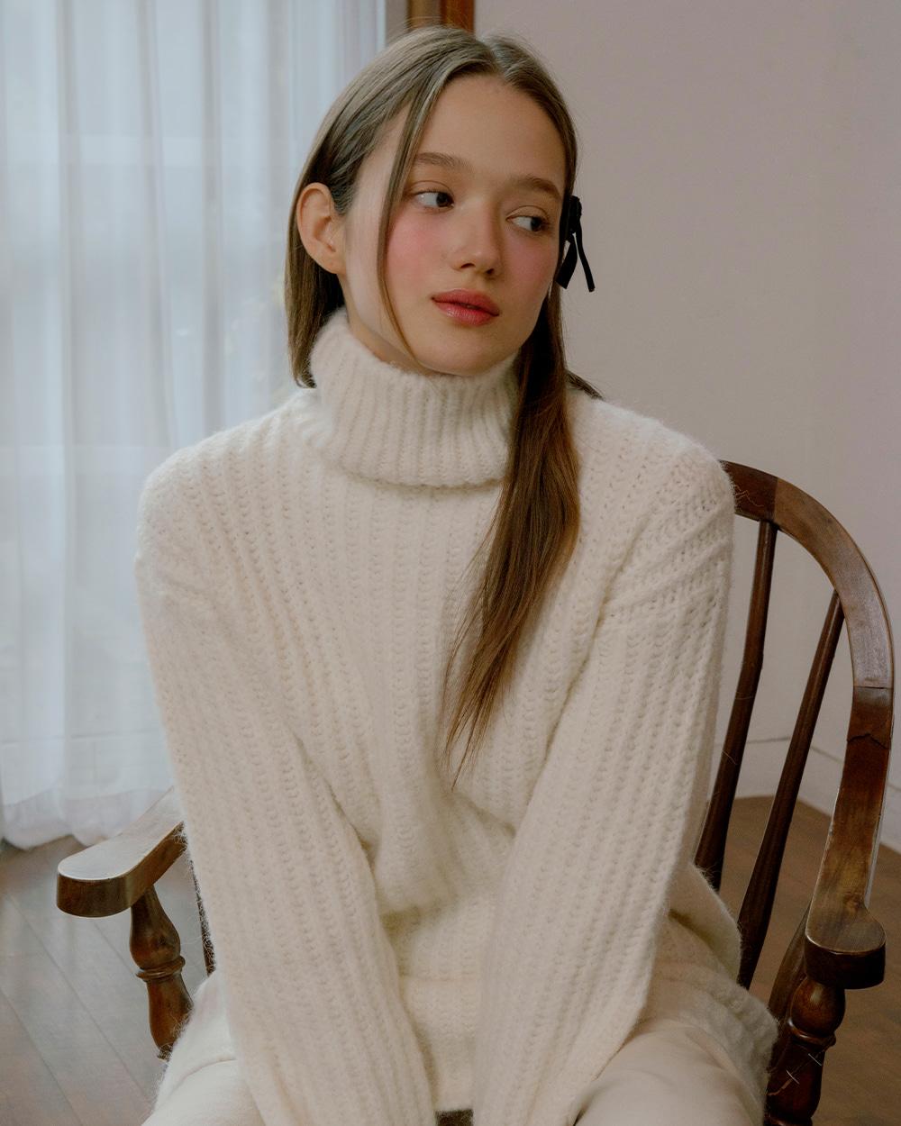 Alpaca High neck Knit Dress_2Color