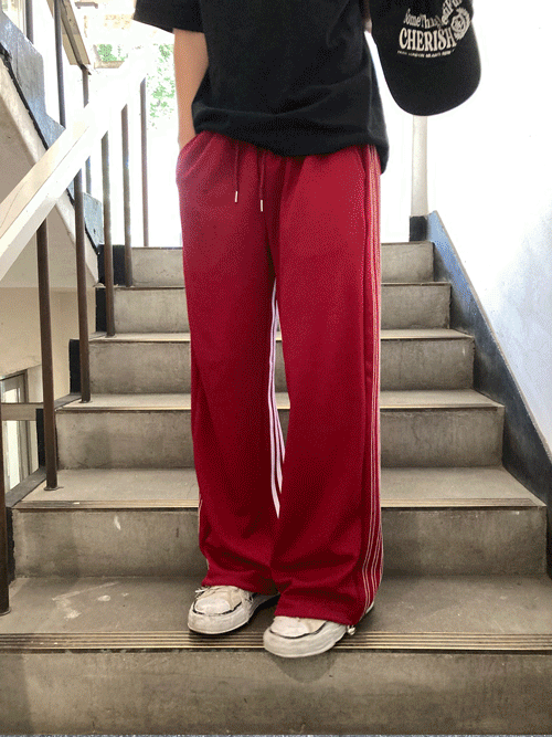 Track line wide pants (5color)
