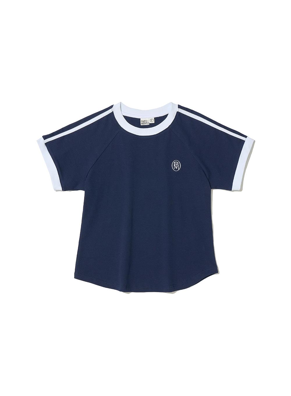 [WOMEN] COLLEGE STRIPE RINGER TEE_NAVY