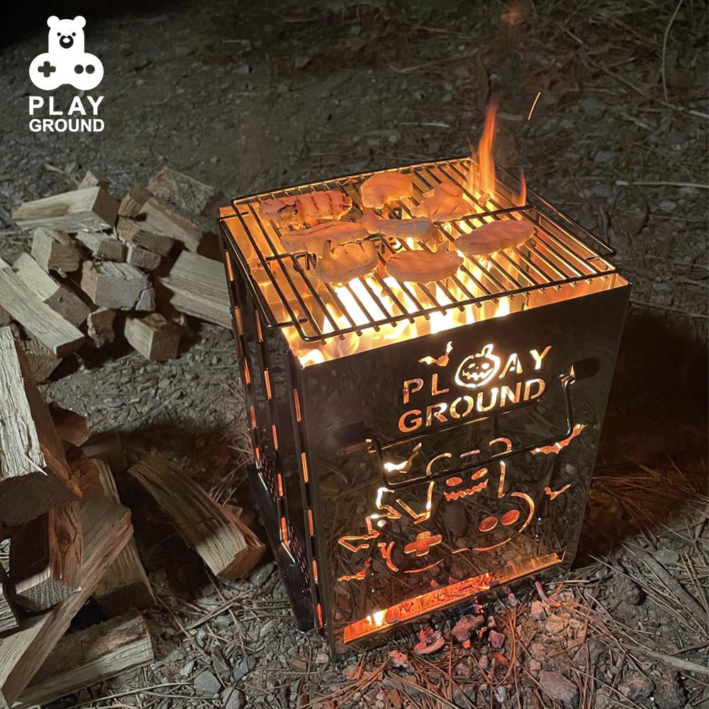 플레이그라운드 불멍 감성캠핑 차박 화로대 우드스토브 캠핑 BBQ 그릴 가방 미니화로