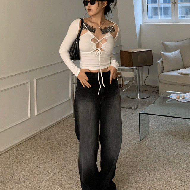 (기모/~3XL) 그라데이션 워싱 데님 팬츠 바지 하체통통 일자 와이드 바지 y2k 빈티지 유니크 청바지 기모바지