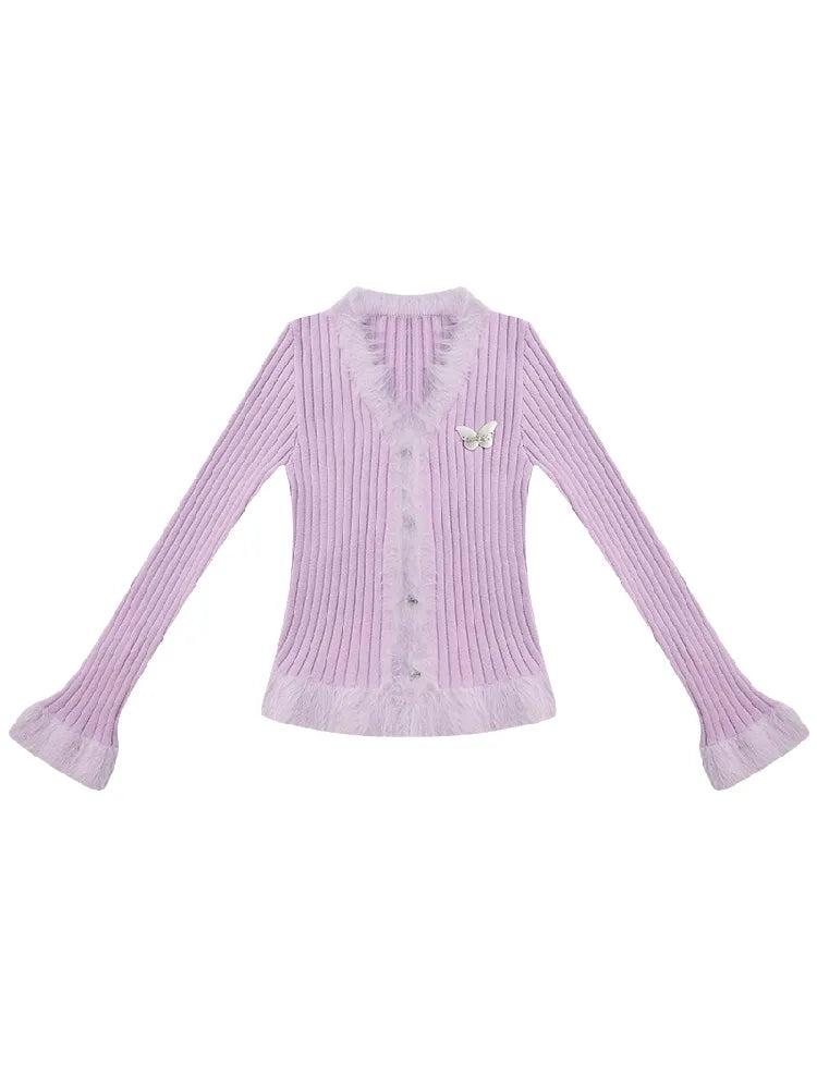 V-Neck Knitted Sweater Cardigan【s0000011493】