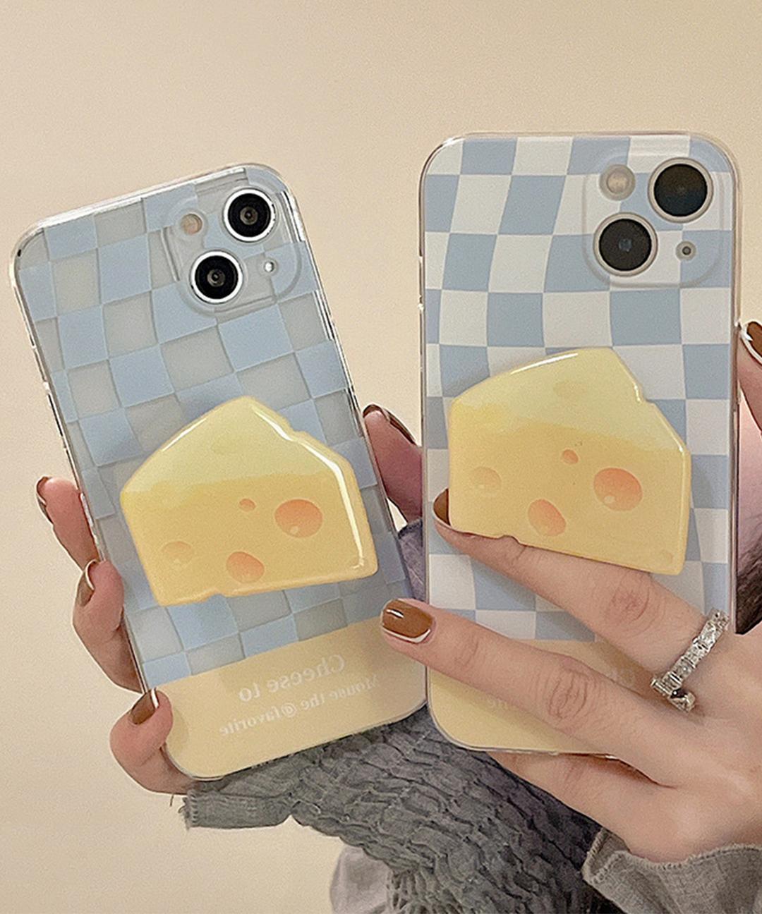 치즈 그립톡 아이폰 체커보드 풀커버 실리콘 젤리 핸드폰 휴대폰 애플 폰 커플 우정 유니크 친구 선물 케이스 아이폰케이스 7 8 SE2 X 11 프로 12 미니 13 14 프로맥스