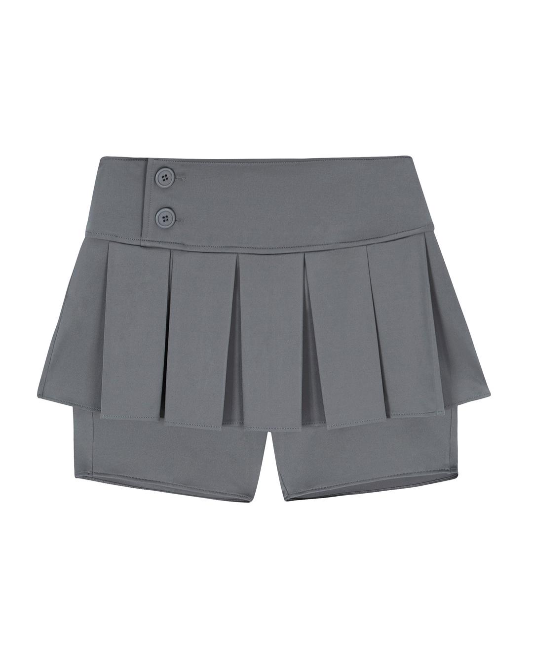 MINI PLEATED SKIRT SHORTS _ GREY