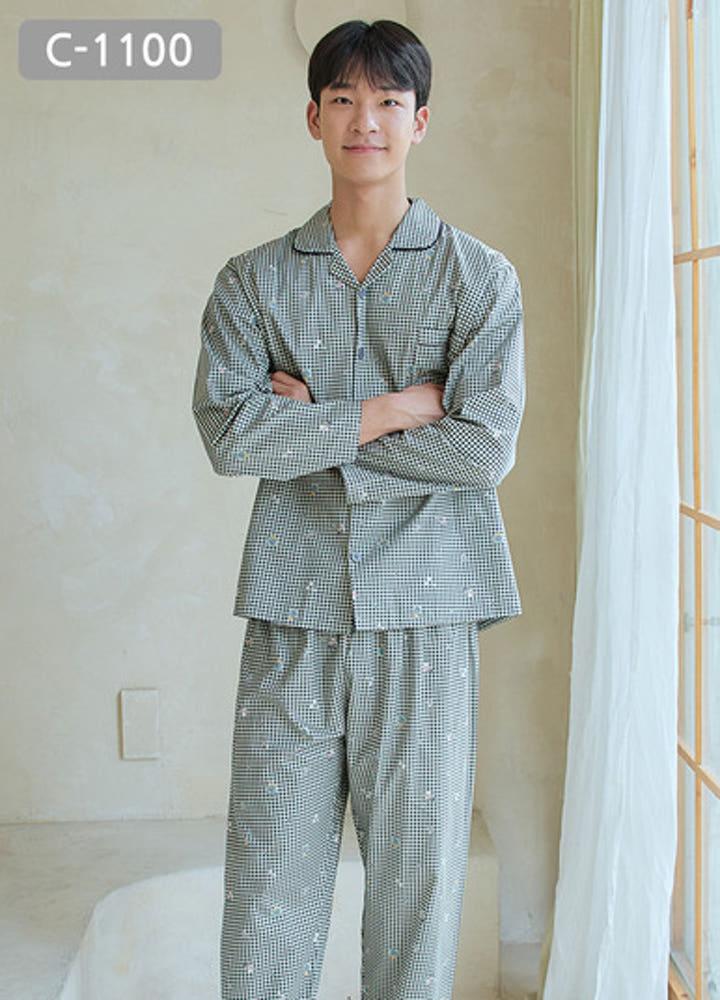 코지이지 국내산 40수 트윌 남성 잠옷 상하 세트 c1100 jxmnz907