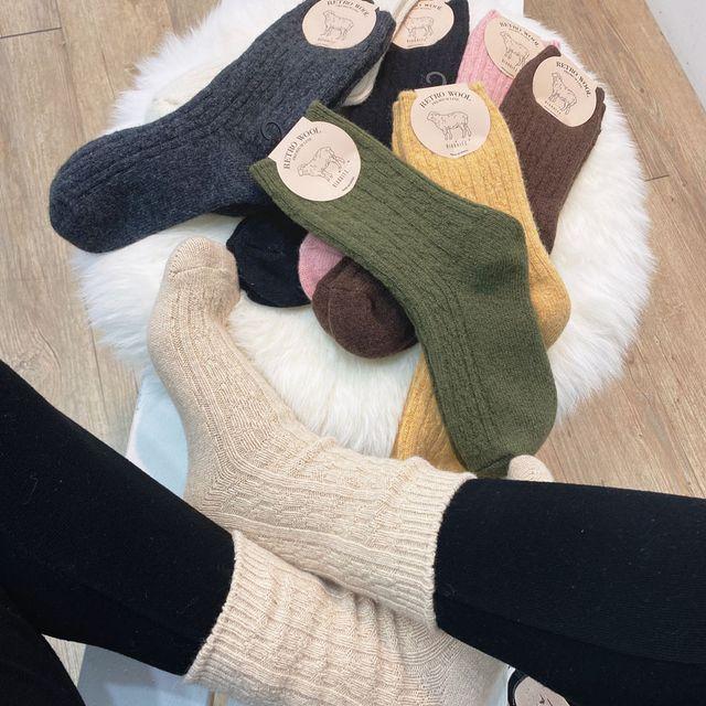 (1+1) 여자 겨울 두꺼운 울 양말 양털 니트삭스 8color