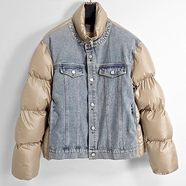 Kaska western docking denim puffer jacket (beige)