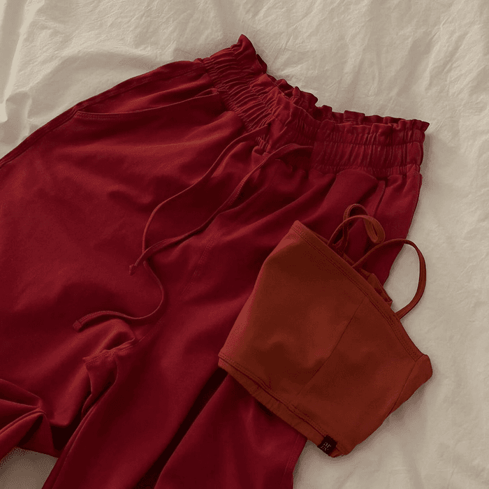 [5차] Ruffle Banding Pants - Deep Red
