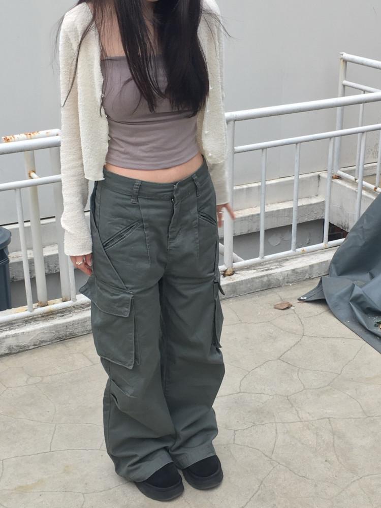 로우라이즈 코튼 카고팬츠