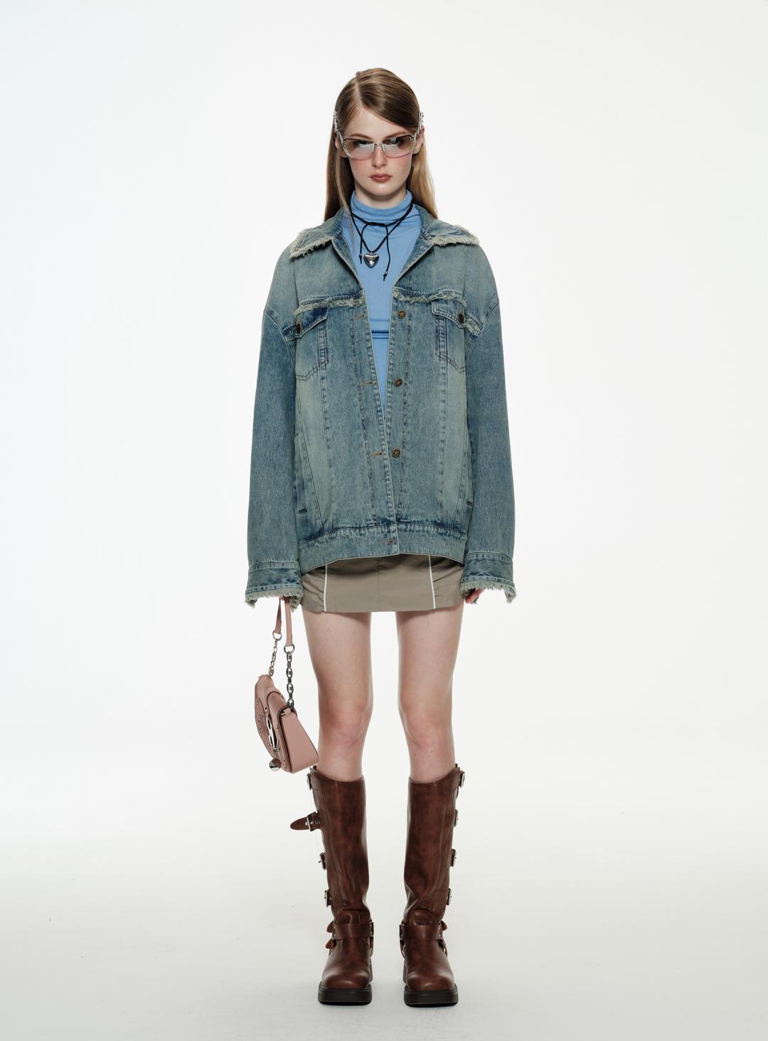 Raw Edge Washed Denim Jacket