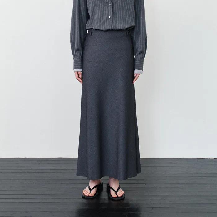 FLARE MAXI SKIRT - GRAY