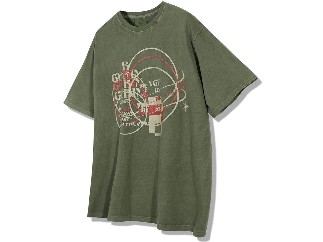 피그먼트 에러 프린트 반팔 티셔츠 - 카키