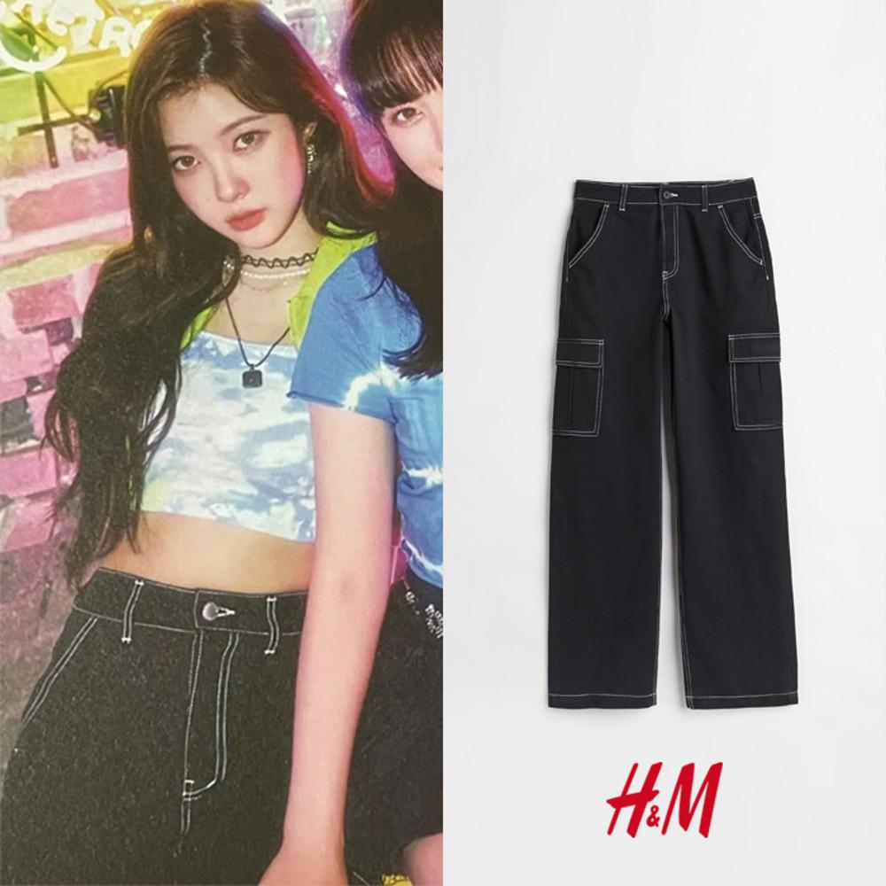 HM 에이치앤엠 90년대 검정색 배기 하이웨이스트 진 (김다연 착용)