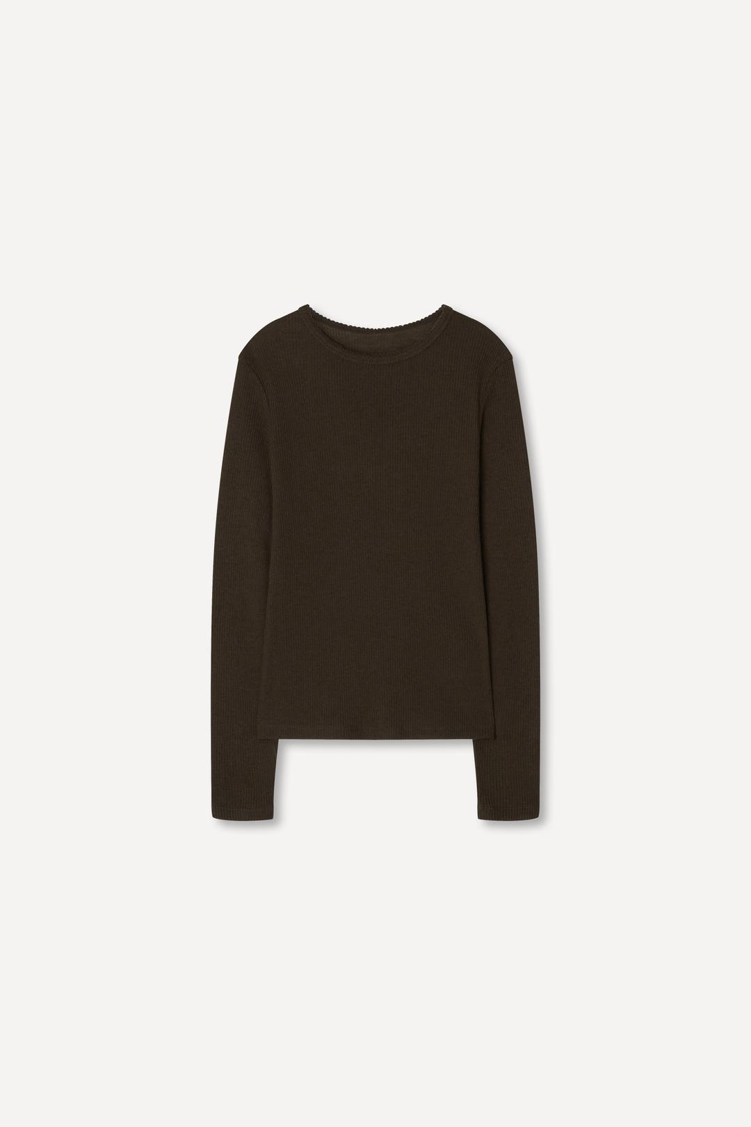 Wool Picot Long Sleeve T-Shirt