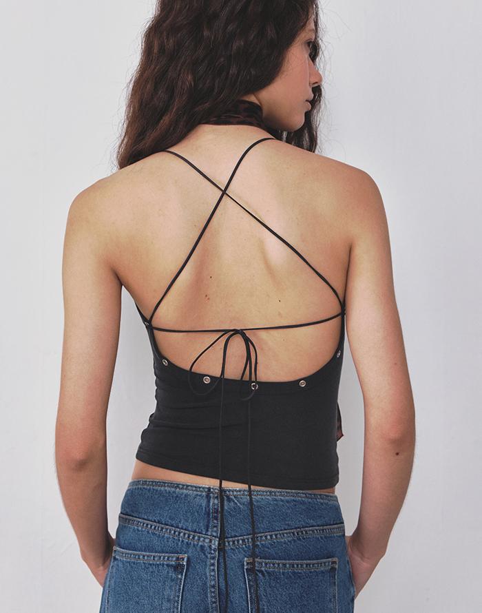 EYELET TANKTOP - VINTAGE CHARCOAL