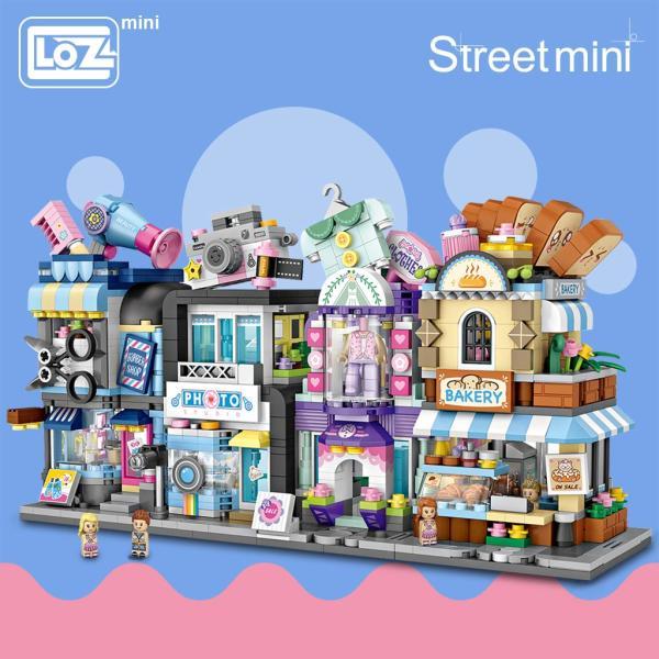 몬테소리 LOZ-미니 블록 이발사 베이커리 의류 상점 아키텍처 모델 시티 시리즈 미니 스트리트 스토어 어린