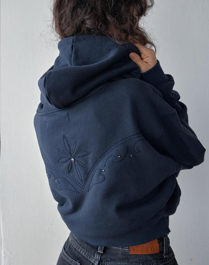 WESTERN BOLD STITCH HOODIE _ NAVY *9/25 발송 예정