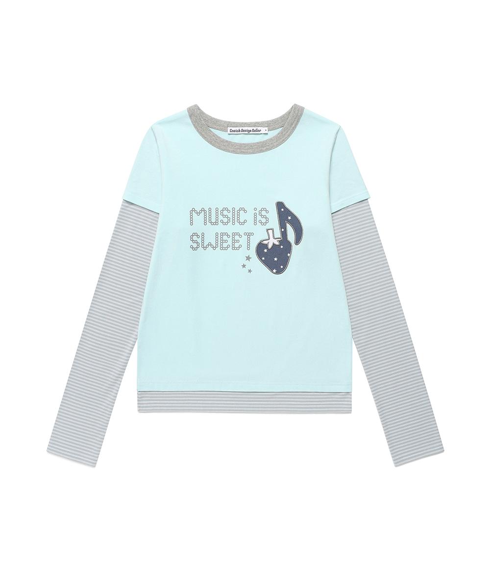 W STRAWBERRY LAYERED LS TEE[MINT]