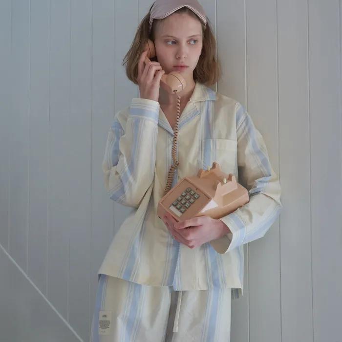 [29CM단독] (uni)미드나잇인파리 스트라이프 파자마 코튼스카이