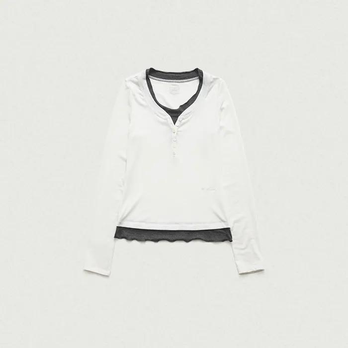 Aimee Slim Layered T-shirt_Ivory