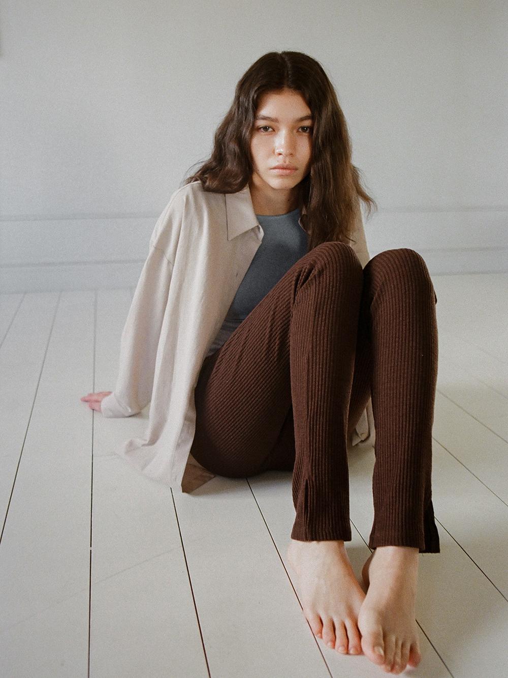 knitting pants - brown