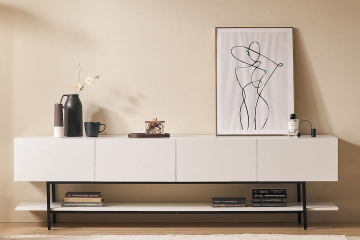 체스티 화이트 높은 거실장 티비다이 TV다이 2000(민자형/템바보드형)