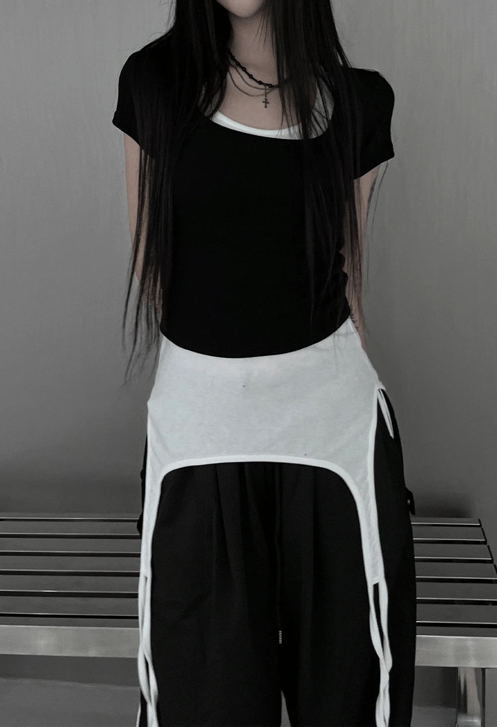 [3COLOR] bunny square neck short sleeve T