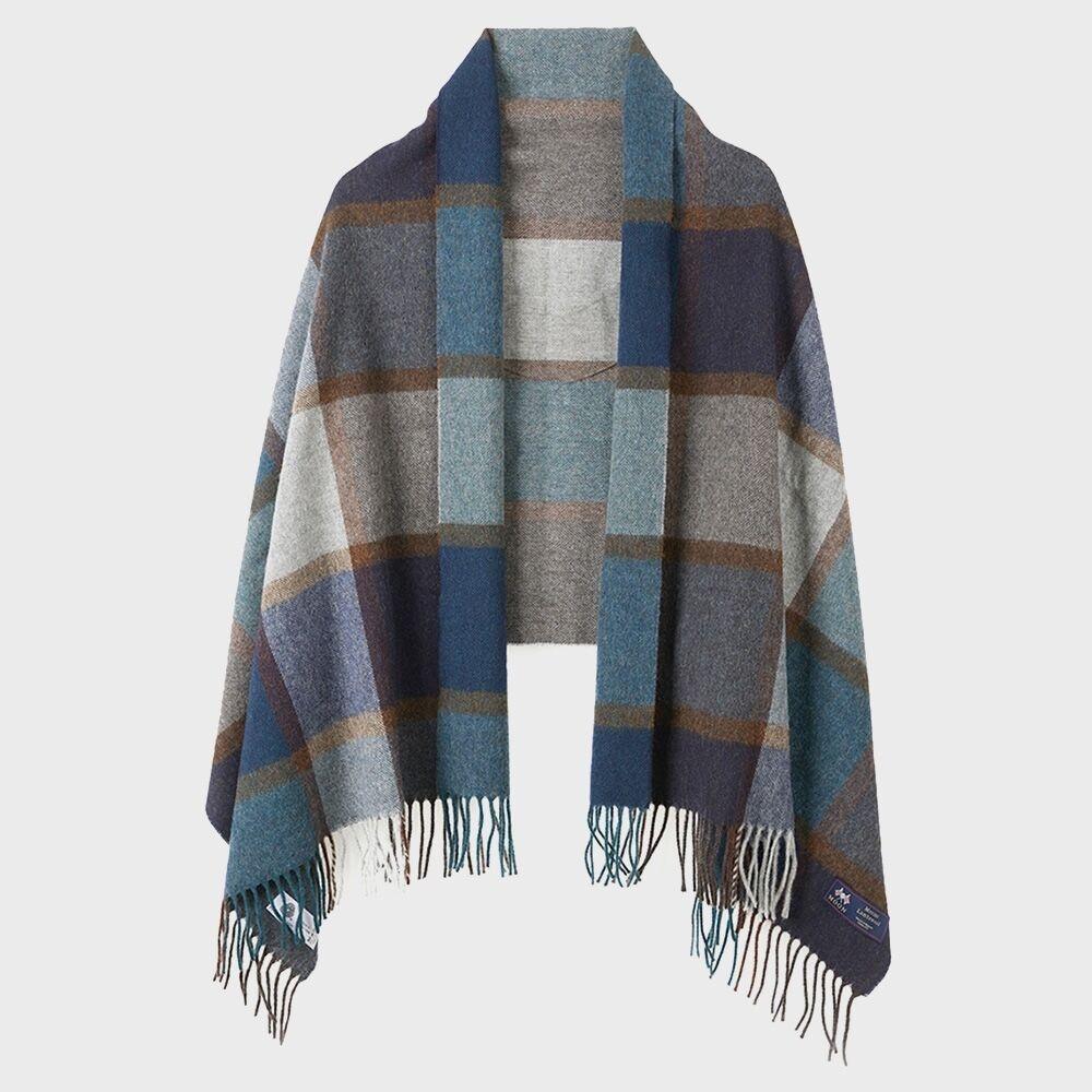 아브라함문 메리노울 숄 70cm - 페이틀리 블루