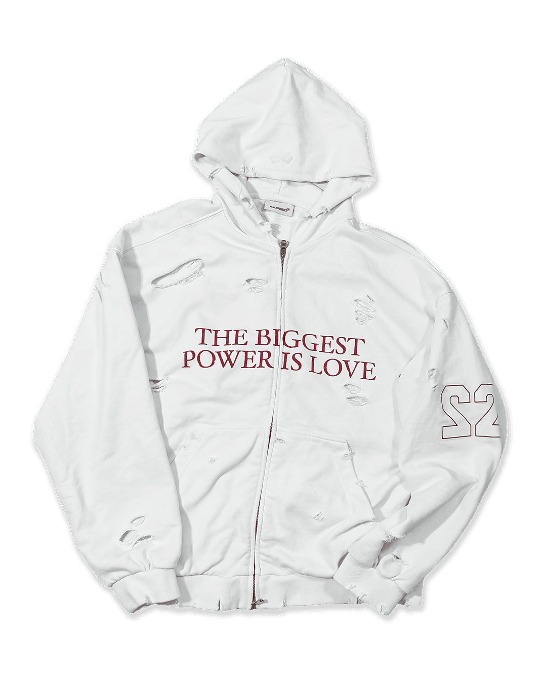 BPL Damaged Hoodie Zip Up  / White(PRE-ORDER)