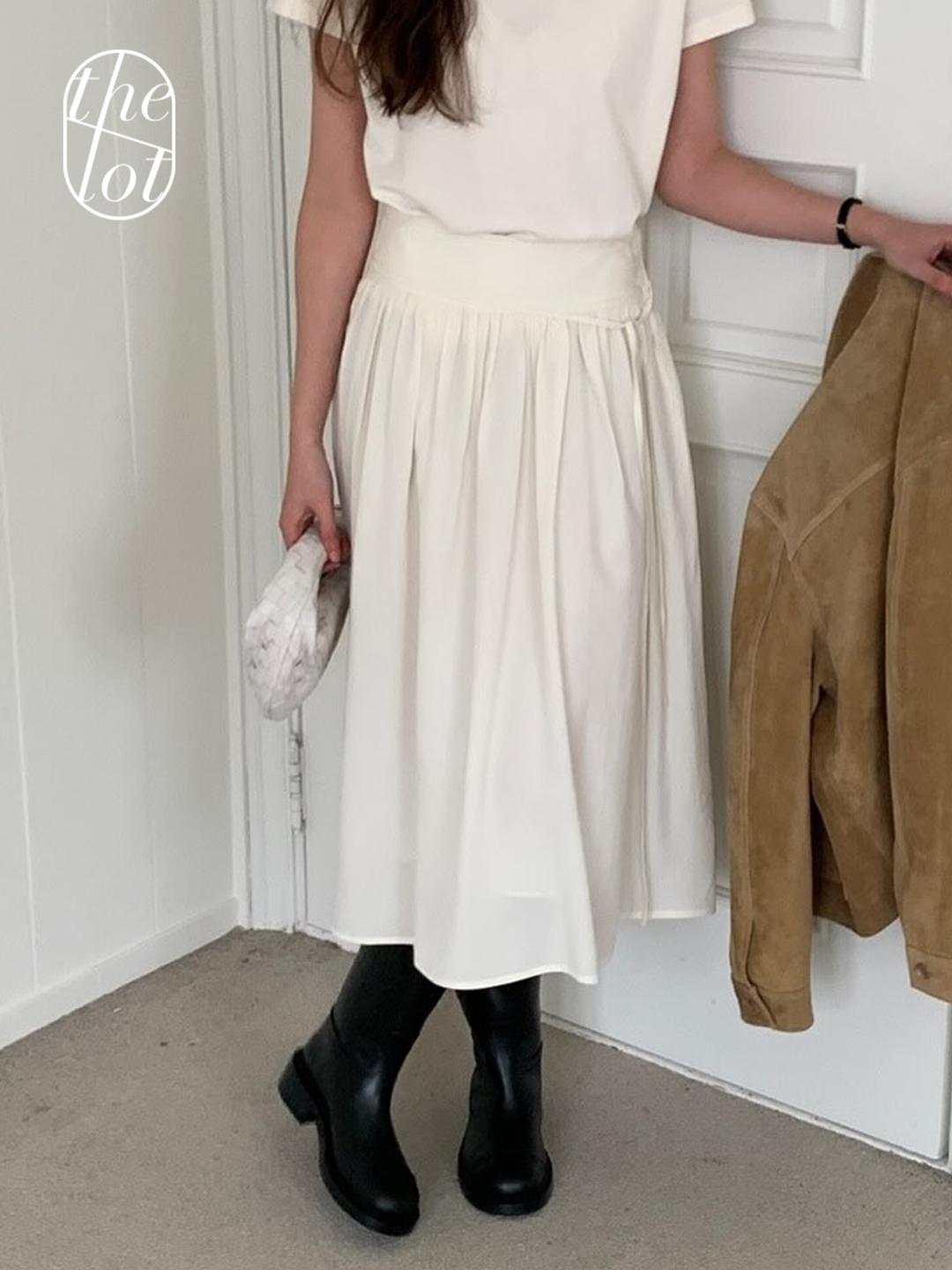 더롯 (일부당일) [overtake] (숏/롱) 오버테이크 크레페 스커트 플레어 스커트 (2color) A라인/치마/롱/숏/미니/데이트룩