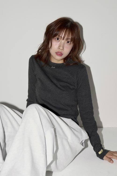 DOT PRINTED LOGO LONG SLEEVE TEE (dot charcoal)