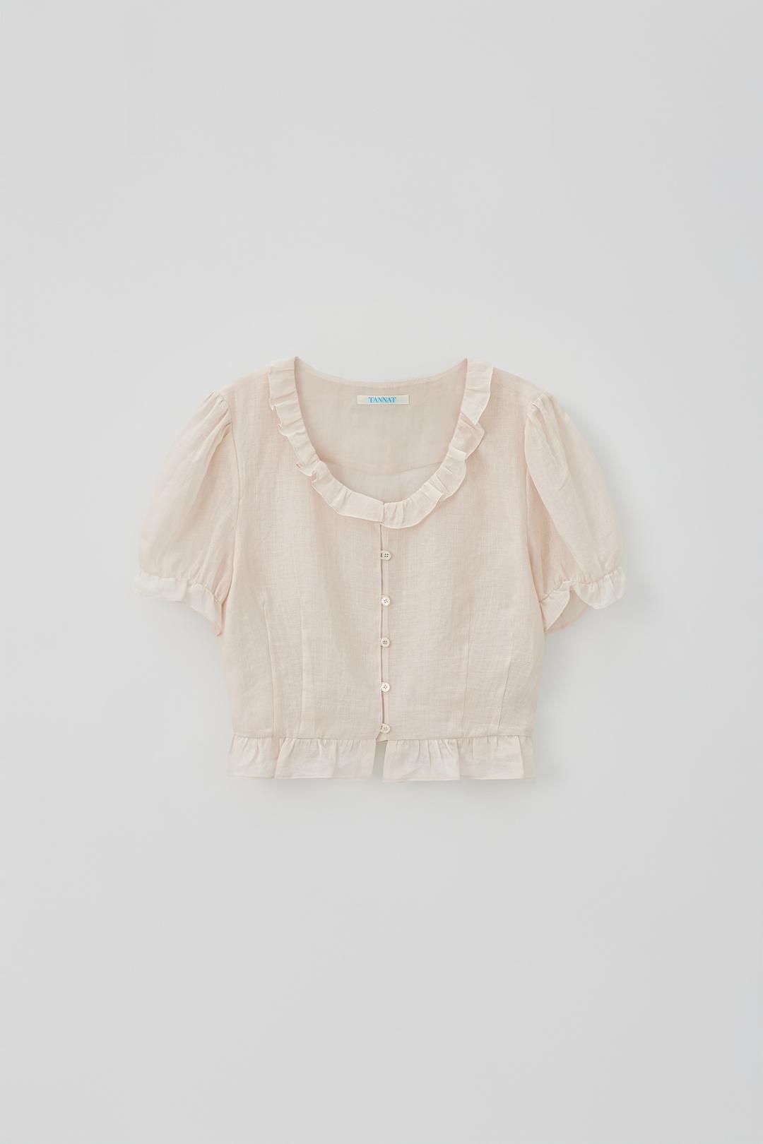 T/T Linen ruffle cloud blouse (pink)