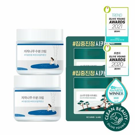 라운드랩 자작나무 수분 크림 80ml 1+1 기획+진정패드 4매