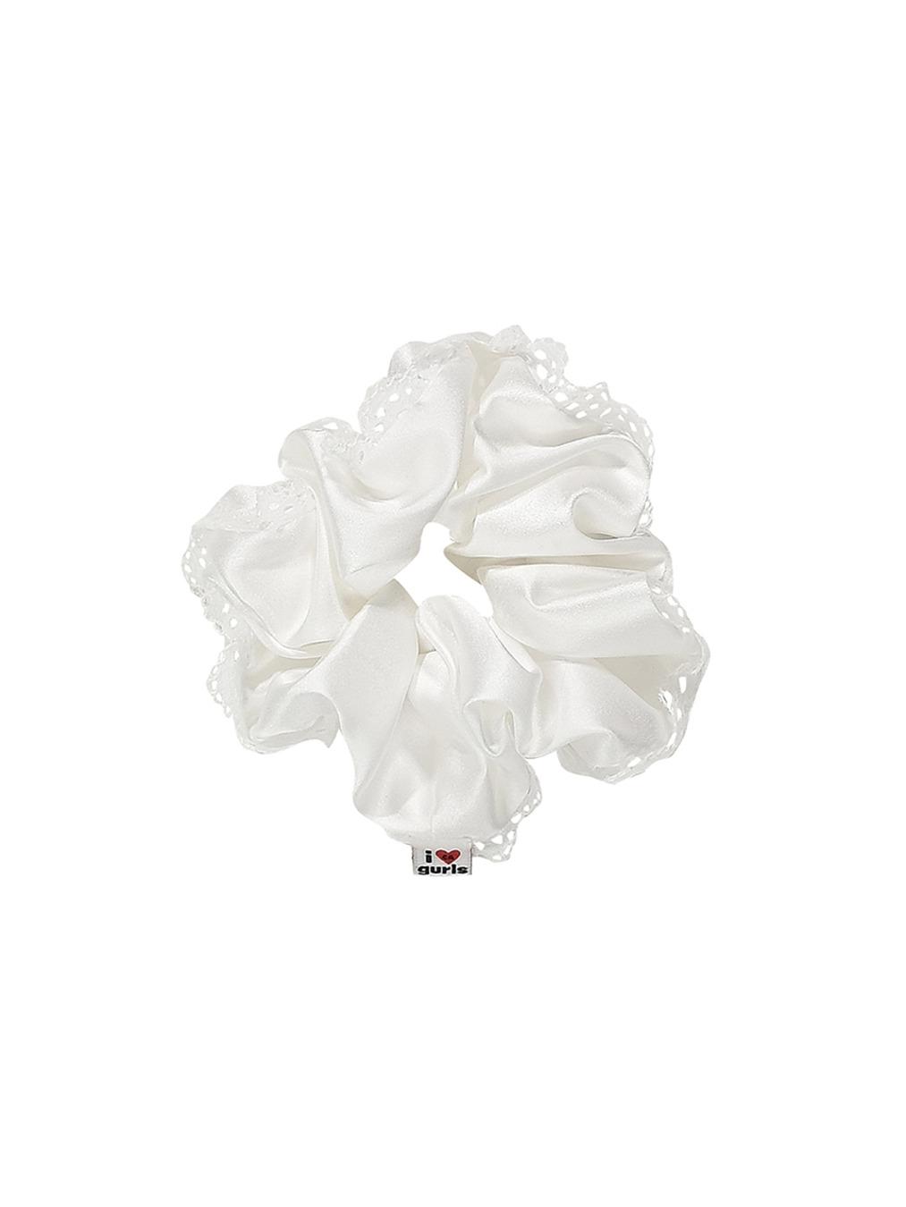 CALIE GURLS LACE SCRUNCHIE WHITE