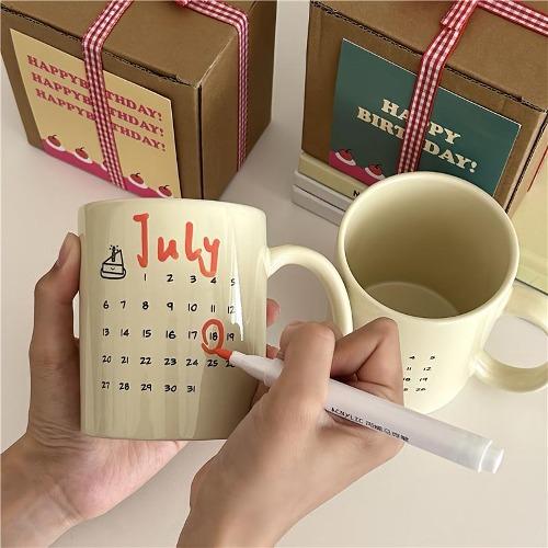 생일 머그컵 with 오렌지 마카펜